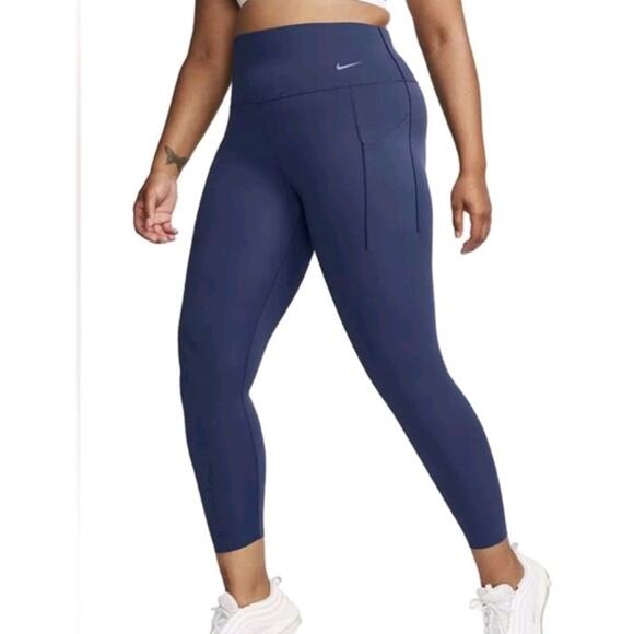 Nike Universa Dri-Fit Women's High-Waisted 7/8 Leggings Blue Size Large - Picture 1 of 10